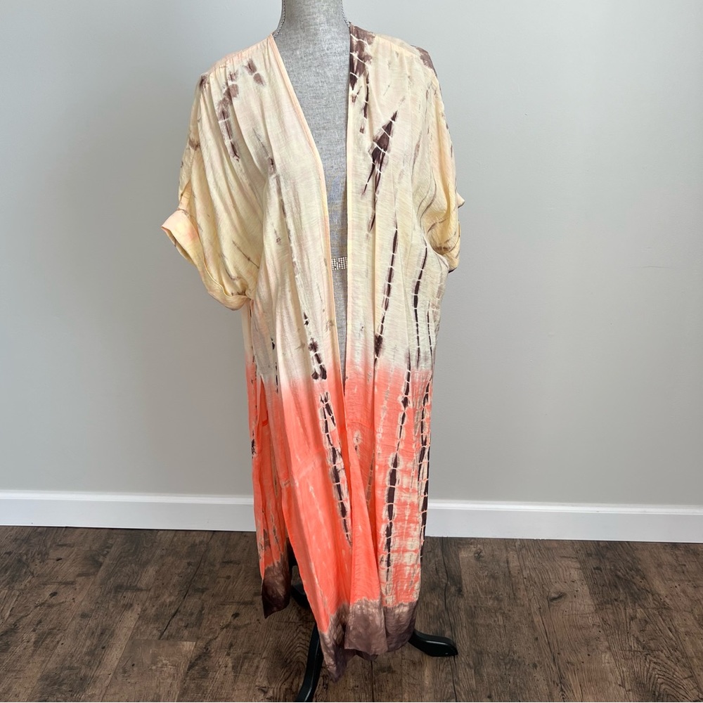 Citron of Santa Monica Tie Dye Ombré Kimono Cardigan Duster L